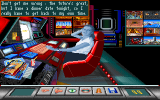 Eternam (DOS) screenshot: Stuck in the future