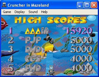 Cruncher in Mazeland (Windows) screenshot: The high score screen