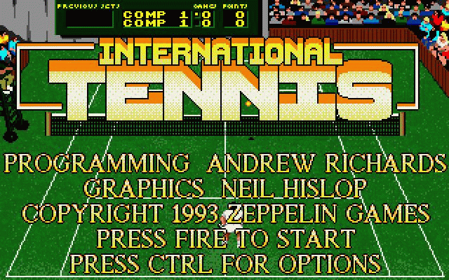 International Tennis (DOS) screenshot: Title Screen (VGA)