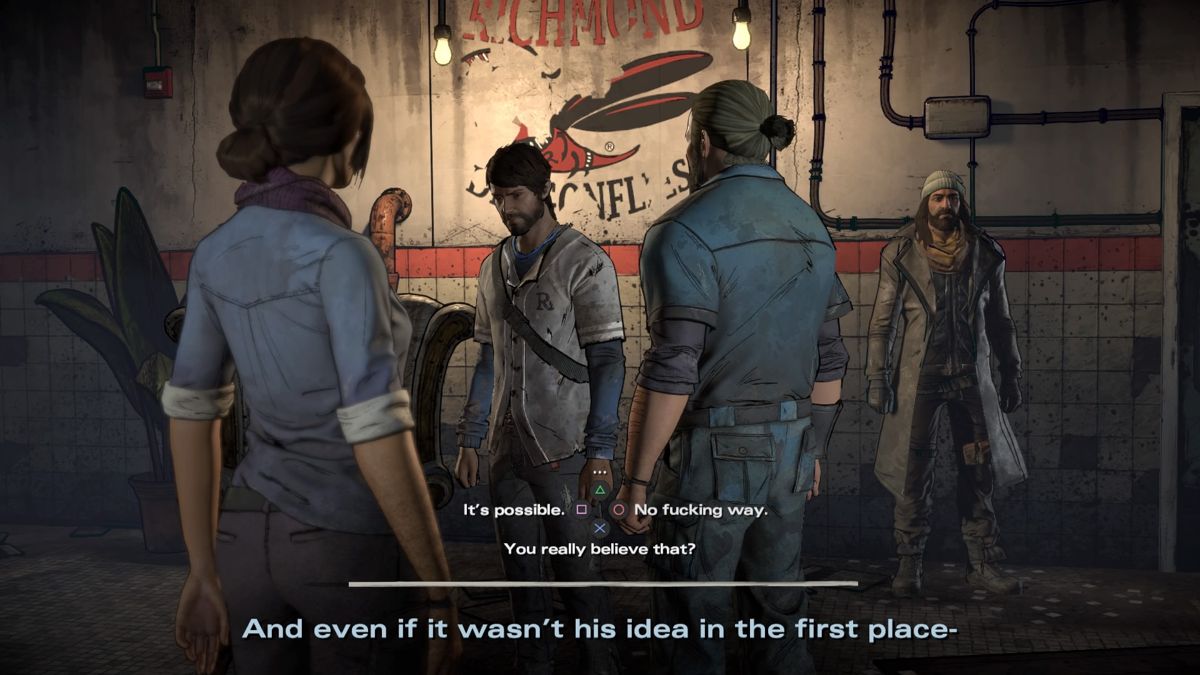 The Walking Dead: A New Frontier - Episode 3 (PlayStation 4) screenshot: Family drama aside, time to think of our way out