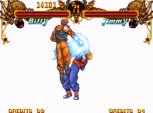 Double Dragon (Neo Geo) screenshot: Jimmy finishes his brother.