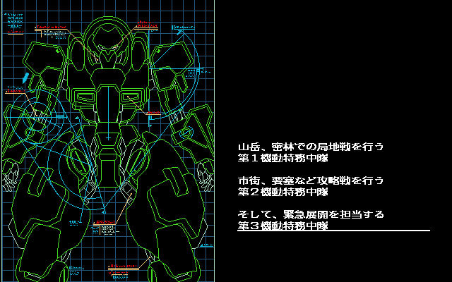 Power Dolls (PC-98) screenshot: ...and mechas are born