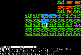 Fortress of the Witch King (Apple II) screenshot: Crossing water requires a raft.