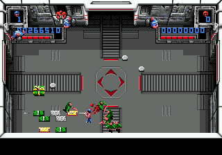 Smash T.V. (Genesis) screenshot: A heated battle