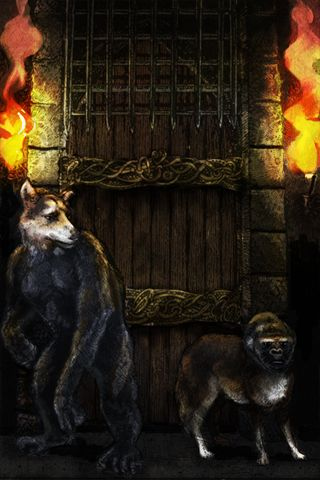 Fighting Fantasy: Citadel of Chaos (iPhone) screenshot: Our first encounter, in lifelike colour!