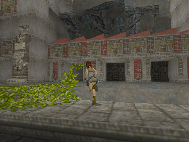 Tomb Raider (DOS) screenshot: This is the 3dfx version - notice the softer colour transitions.