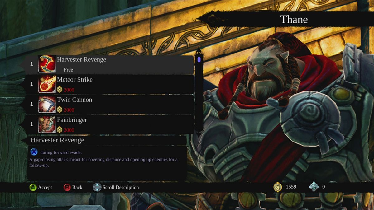 Darksiders II (Xbox 360) screenshot: Shop menu