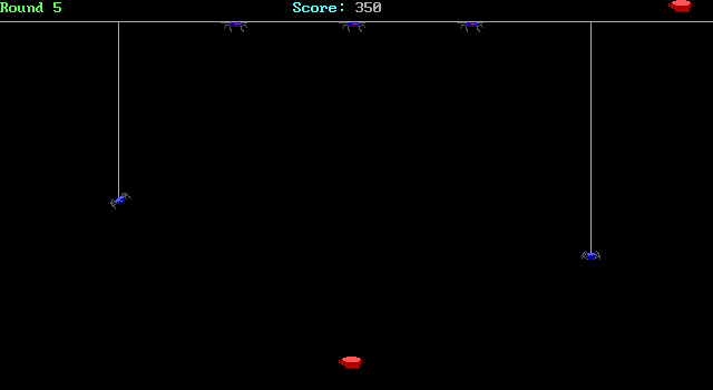 Spider Boxer (DOS) screenshot: Each round features an additional spider