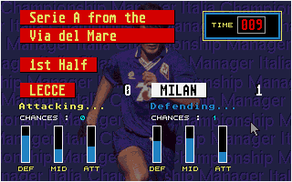 Championship Manager Italia (DOS) screenshot: "Real time" gameplay