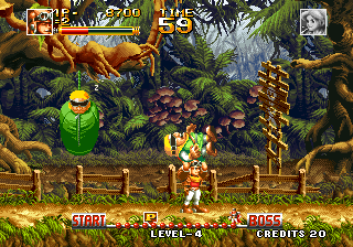 Top Hunter: Roddy & Cathy (Arcade) screenshot: Carrying an enemy