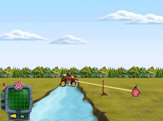 Rescue Heroes: Meteor Madness (Windows) screenshot: When Billy gets stuck on an obstacle the winch is used to pull him back onto solid ground