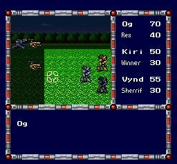 Cyber Knight (SNES) screenshot: Random battle. Move your character to the designated spot