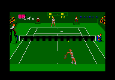 Pro Tennis Tour (Amstrad CPC) screenshot: A serve. (Plus/GX4000)