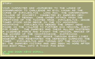 Silmar (DOS) screenshot: Storyline page 1