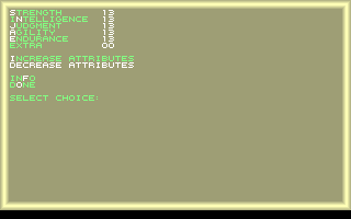 Silmar (DOS) screenshot: Character attributes modification screen