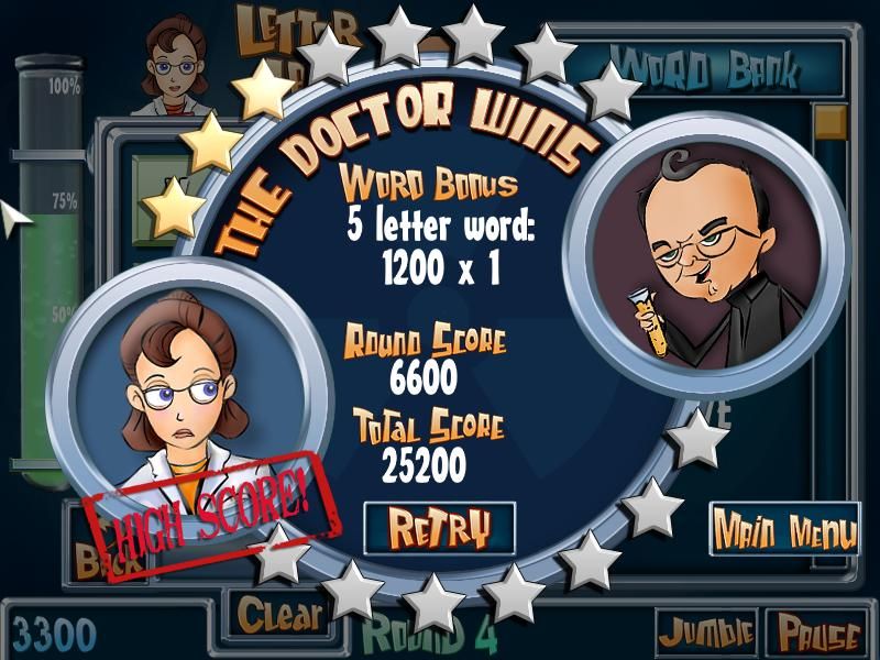 Letter Lab (Windows) screenshot: Dr. Al Literate won that round.