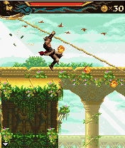 Prince of Persia: The Two Thrones (J2ME) screenshot: You go down slides only using your hands.