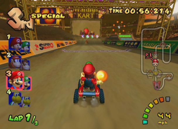 Mario Kart: Double Dash!! (GameCube) screenshot: Fireball special item.