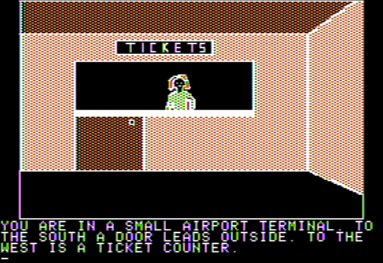 Kabul Spy (Apple II) screenshot: Airport Lobby