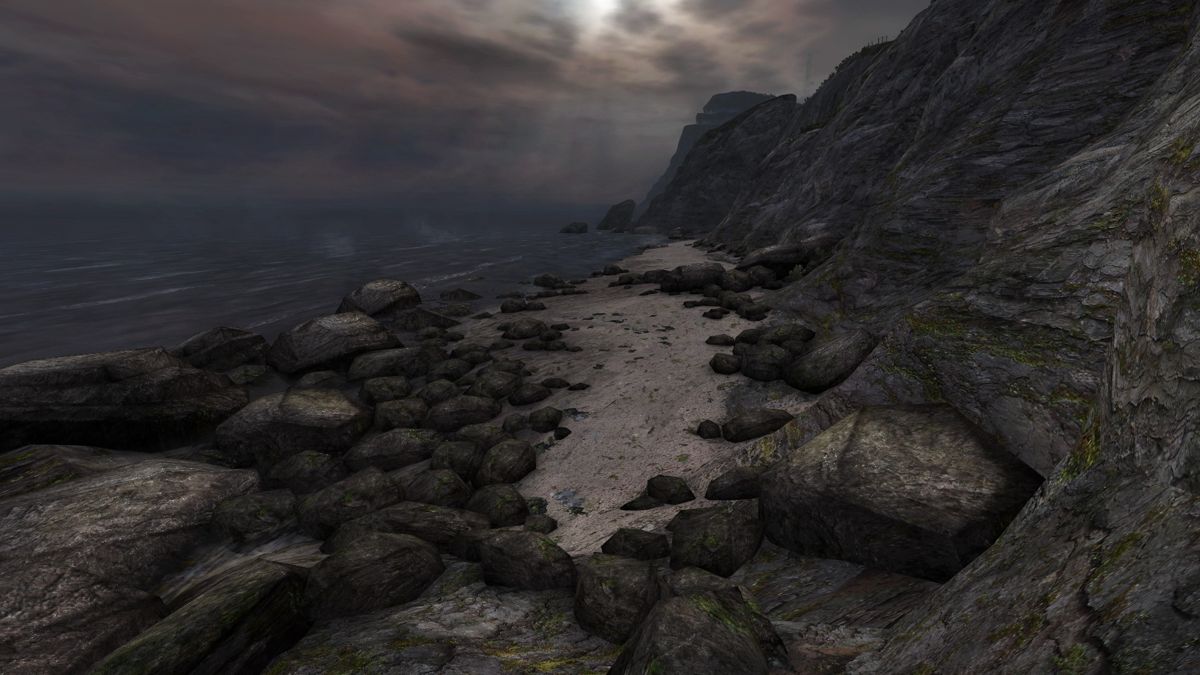 Dear Esther: Landmark Edition (Windows) screenshot: Taking a path that leads through the beach