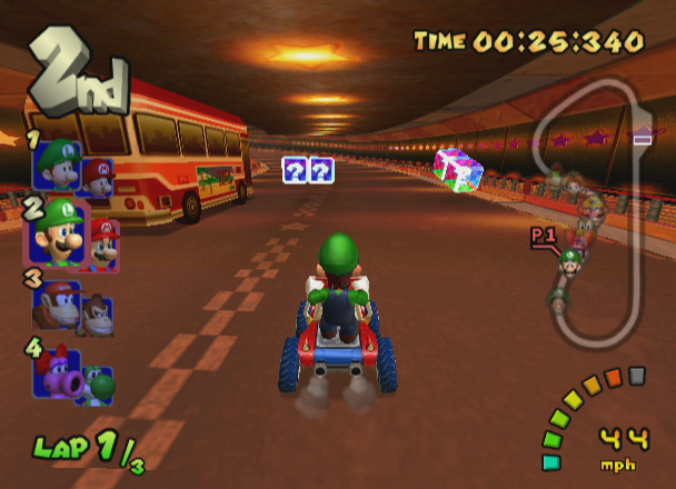 Mario Kart: Double Dash!! (GameCube) screenshot: Mushroom Bridge course.