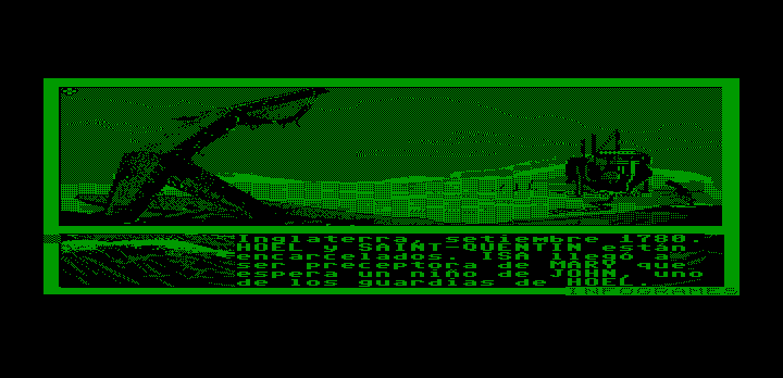 Passengers on the Wind (DOS) screenshot: Starting the game (Hercules monochrome)