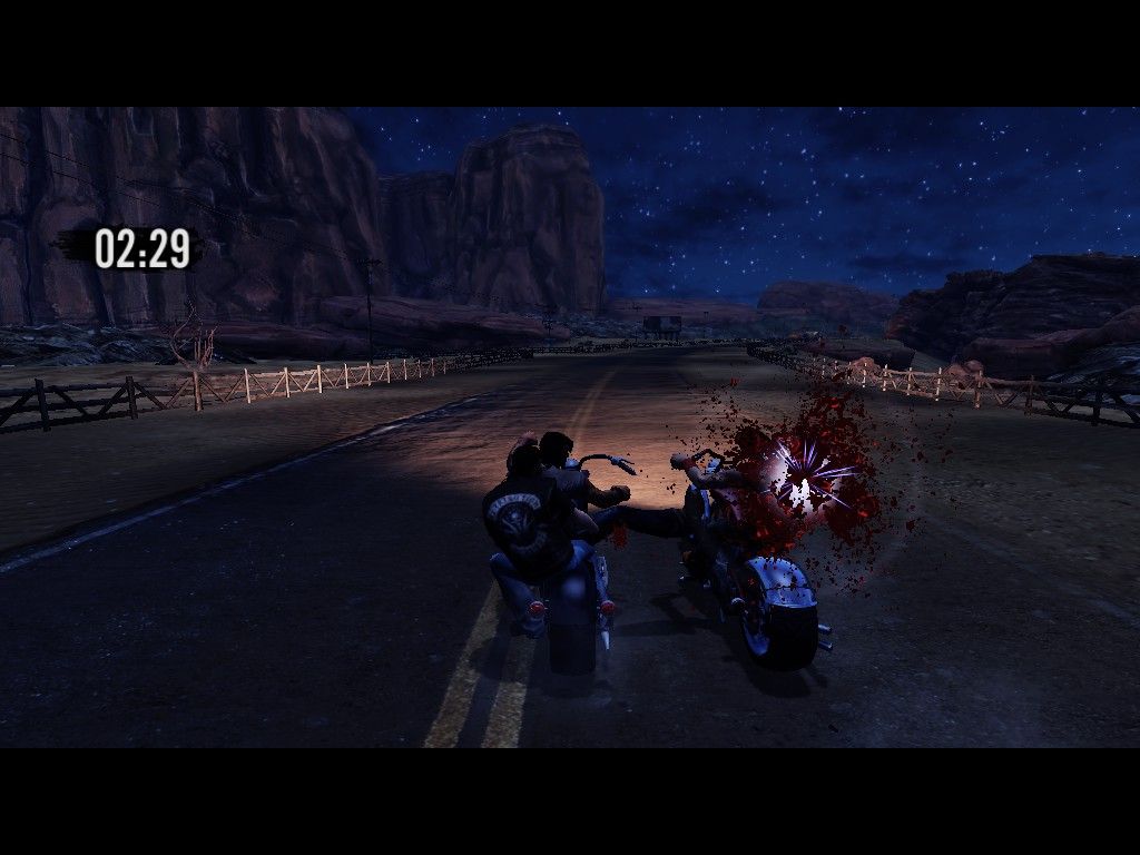 Ride to Hell: Retribution (Windows) screenshot: Blood fountain