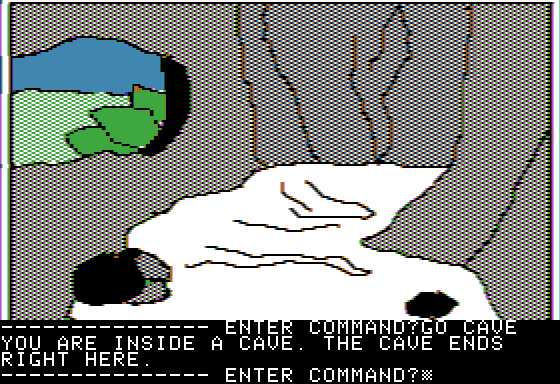 Time Zone (Apple II) screenshot: An abandoned cave