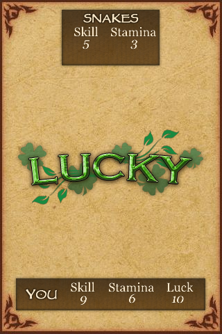 Fighting Fantasy: City of Thieves (iPhone) screenshot: Successfully testing my luck!