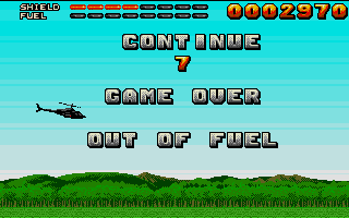 Fire! (Atari ST) screenshot: Collecting too less fuel