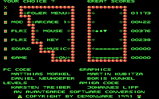 The Power (DOS) screenshot: Main Menu (CGA)