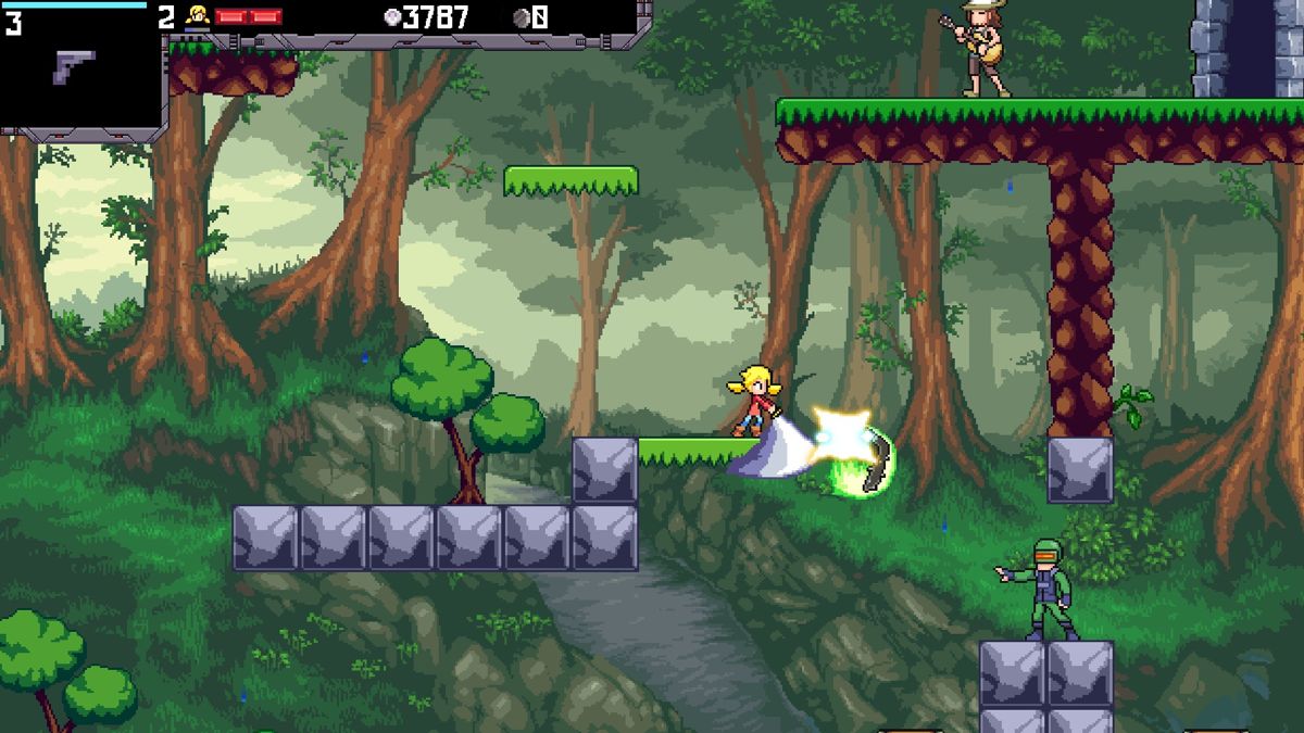 Cally's Caves 4 (Windows) screenshot: Cally can use her sword to deflect attacks