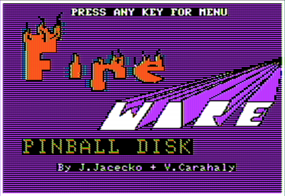 Fireware Pinball (Apple II) screenshot: Title Screen