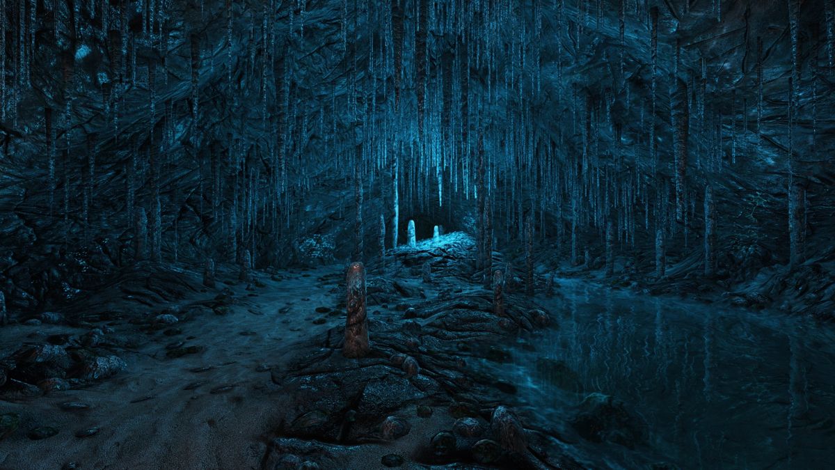 Dear Esther: Landmark Edition (Windows) screenshot: A stalagmite filled cavern