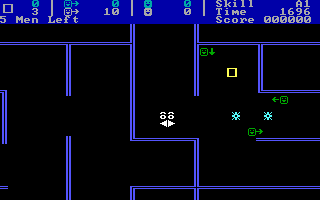 Snipes (DOS) screenshot: That flashing box is one of the Snipe generators