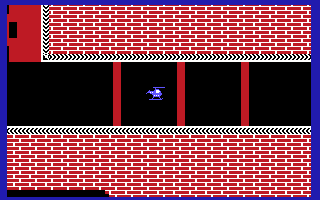 Endless (Commodore 64) screenshot: Keep moving between the beams! (Dutch)