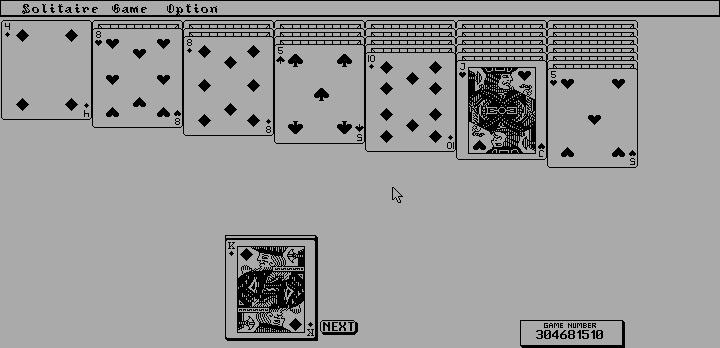 TEGL Klondike Solitaire (DOS) screenshot: Hercules layout