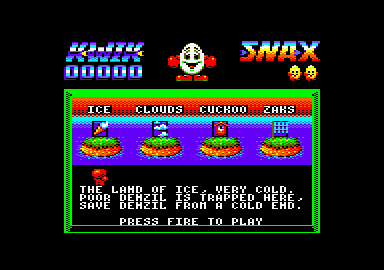 Kwik Snax (Amstrad CPC) screenshot: Choose an island