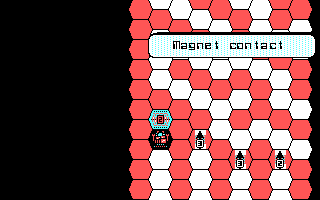 Hexsider (DOS) screenshot: Death by magnet (CGA)