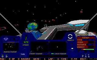Star Quest I in the 27th Century (DOS) screenshot: You can pick one of quite a few colour schemes for the cockpit.