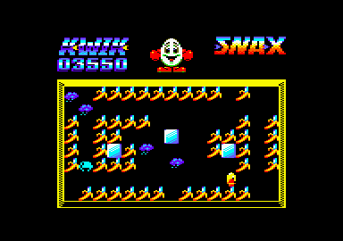 Kwik Snax (Amstrad CPC) screenshot: Holy cow, almost ALL of the ice blocks have turned into bananas!