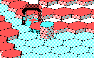 Hexsider (DOS) screenshot: Cryptic inscriptions (CGA)