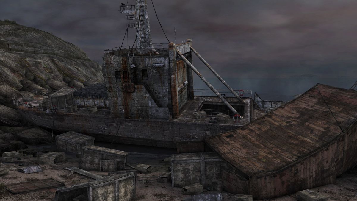 Dear Esther: Landmark Edition (Windows) screenshot: A closer look of what's left of a cargo ship