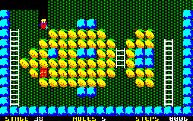 Mole Mole (PC-98) screenshot: Stage 38 looks like a fish