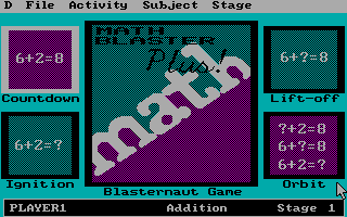 Math Blaster Plus! (DOS) screenshot: Start screen
