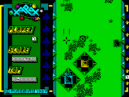 Xarax (ZX Spectrum) screenshot: Bombing and blasting.