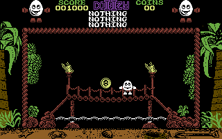 Treasure Island Dizzy (Commodore 64) screenshot: On a bridge.