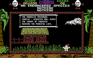 Treasure Island Dizzy (Commodore 64) screenshot: Reading a scroll.