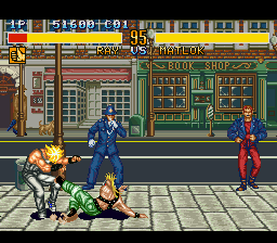 Fighter's History (SNES) screenshot: Fighting in the streets of London