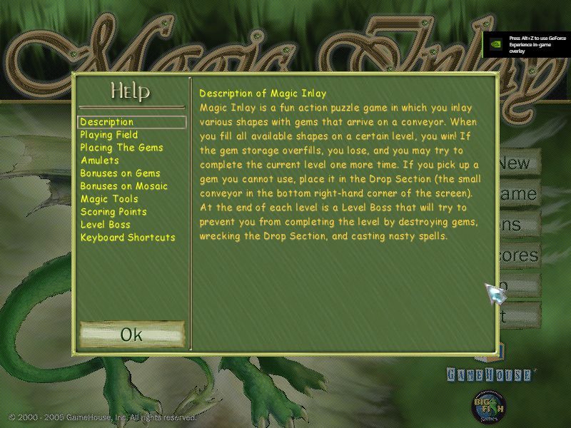 Magic Inlay (Windows) screenshot: There are extensive in-game instructions